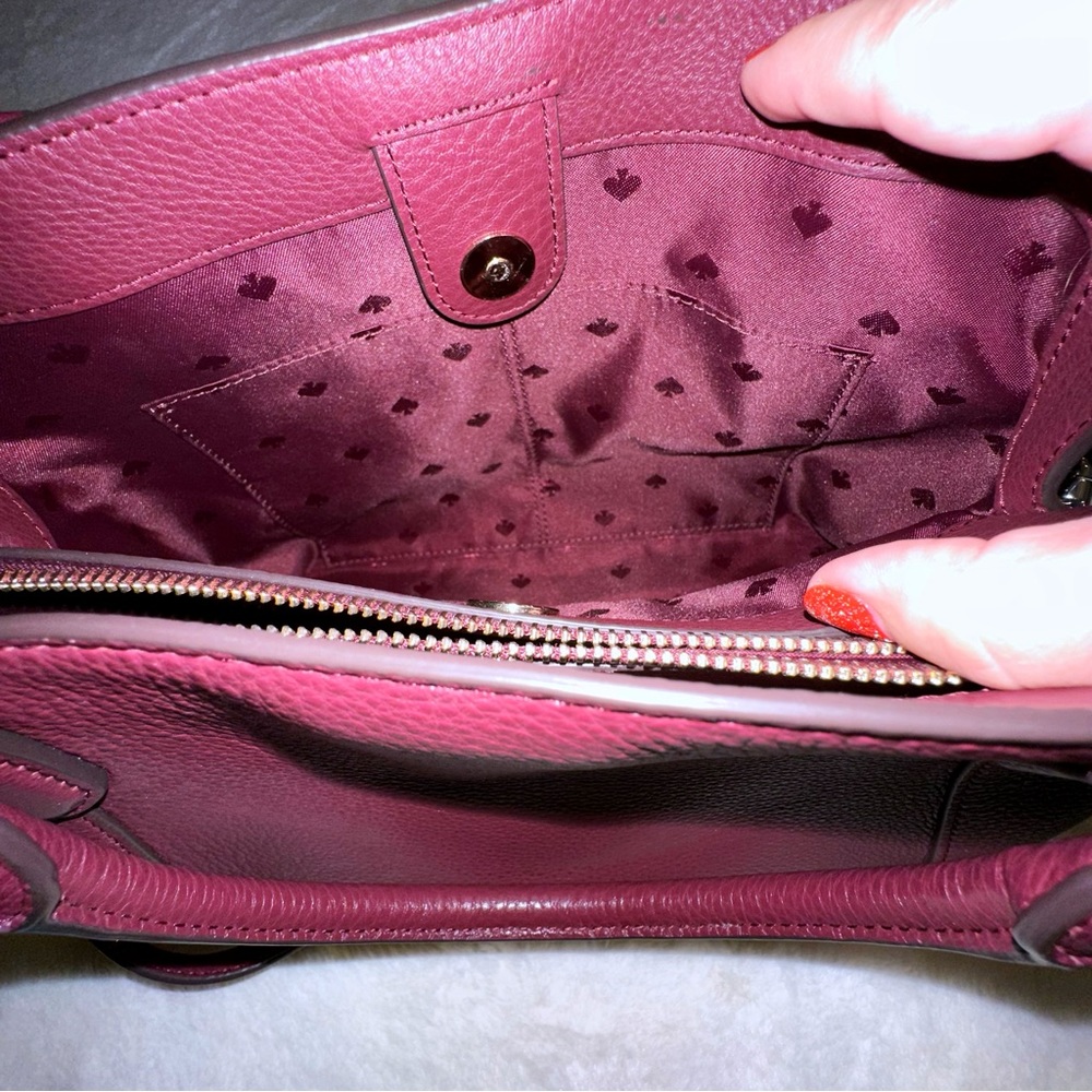 Kate Spade ♠️ JACKSON MEDIUM TRIPLE COMPARTMENT SATCHEL & MATCHING WALLET berry - Picture 12 of 15